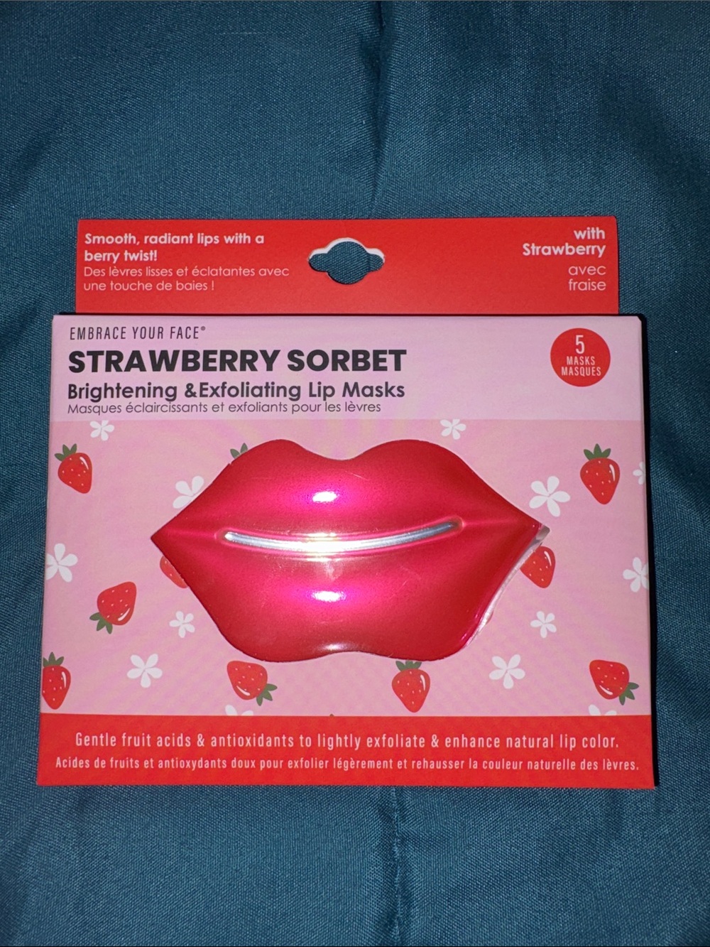 Strawberry Sorbet Brightening & Exfoliating Lip Masks - 5pk